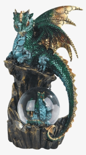 Green Dragon Snow Globe - Home And Holiday Shops Green Dragon On Rock Medieval #978618