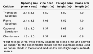 Vine Spacing And Trellis Configuration Of Cultivars - Meta Analysis Apa Table #979672