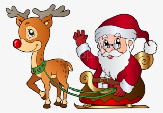Free Png Santa And Rudolph Png - Santa Claus With Deer #9702093