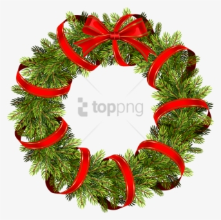 Free Png Download Ribbons Christmas Png Images Background - Christmas Wreaths With Red Ribbon #9703492