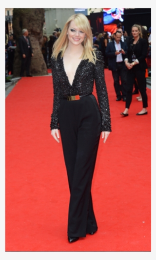Emma Stone V Neck Black Jumpsuit Online At Uk Premiere - Emma Stone The Amazing Spider Man Premiere #9705451