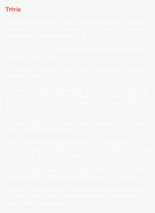 Trivia -irrational Man Was Filmed In Rhode Island - Parallel #9705930