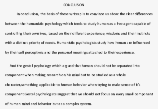 Conclusion On Humanistic And Gestal Psychology - Document #9706814