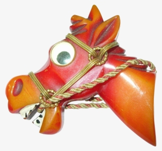 Vintage Bakelite Googly Eye Horse Head Brooch Book - Gun #9709291