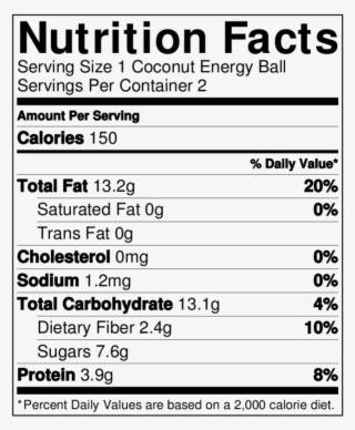 Energy Balls Label Coconut Nutritionlabel - Cheese Dip Nutrition Facts #9710007