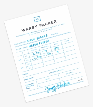 An Eye Doctor Will Either Write You An Updated Eyeglasses - Warby Parker Prescription Card #9715673