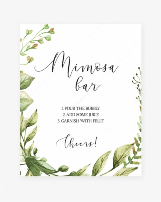 Printable Mimosa Sign For Baby Shower Watercolor Leaves - Mom Osa Bar Sign Free #9723758