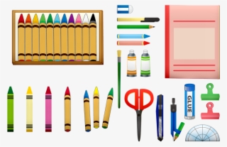 School Supplies Crayons Scissors School Color - Utiles Escolares Para Copiar Y Pegar #9727770