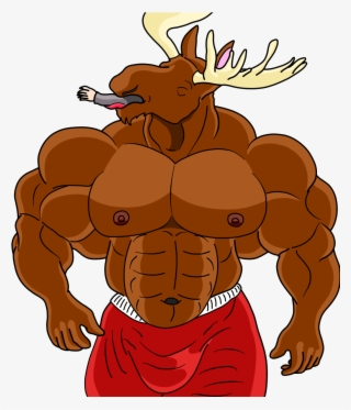 Moose Clipart Muscle - Muscular Moose Clipart #9730804