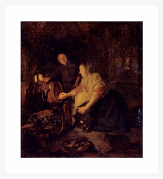 A Woman Drawing Wine From A Barrel - Woman Drawing Wine From A Barrel #9734034