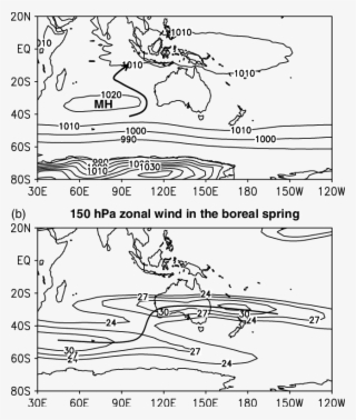 Climatological (a) Slp (in Hpa) And (b) 150 Hpa Zonal - World Map #9734680