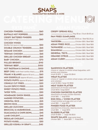 Snaps Catering Menu 2 - Document #9735129