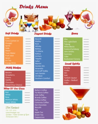 Free Sample Drink Menu Template - Example Of Beverages Menu #9735220