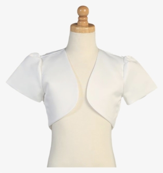 Satin Bolero Jacket In Ivory Or White Girls & Plus - Blouse #9735354