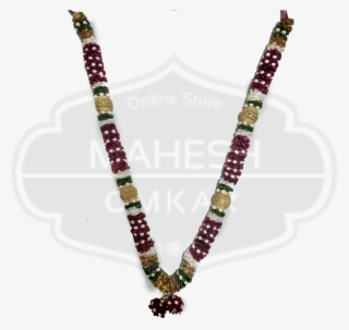 Satin Mala Beads Maroon Flower - Ruby And Emerald Bead Chains #9735356