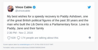 Vince Cable Wishes Paddy Ashdown Well - Andy Richter Louis Ck Twitter #9735455