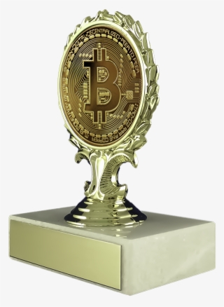Bitcoin Logo Trophy On Flat White Marble - Marble #9736506