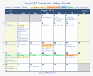 August 2018 Calendar With Holidays Canada - Holiday March 2019 Calendar #9736699