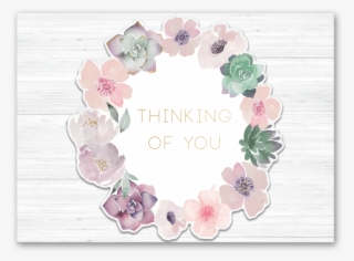 Floral Wreath Thinking Of You Greeting Card - Rose #9738880
