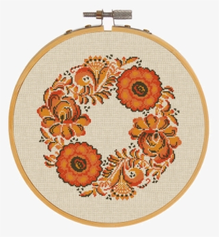Autumn Flowers Wreath Cross Stitch Pattern - Needlework #9739107