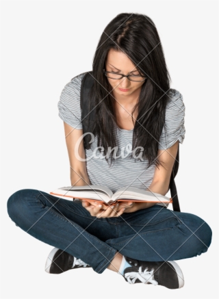 Sitting With And Reading A Book Isolated - Sitting #9742811