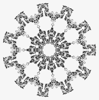Symmetry Point Flower Doily Line Art - Circle #9744059