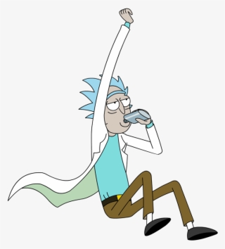Rick Jumping And Drinking Alcohol - Rick And Morty .png #9748615