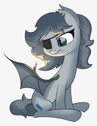 Moonatik, Bat Pony, Bat Pony Oc, Eyepatch, Fire, Match, - Cartoon #9748648