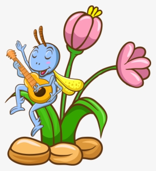 Png Black And White Stock Grasshopper Clipart Ant - Ant And The Grasshopper Clipart #9753888