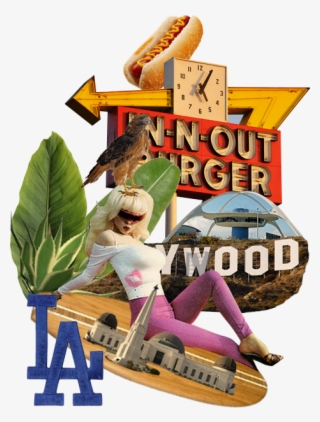Collage Of Los Angeles With Surf Board And Hollywood - Poster #9755686