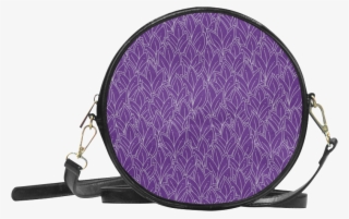 Doodle Leaf Pattern Royal Purple White Round Sling - Miraculous Ladybug Marinette's Purse #9757928
