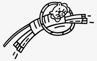 Vector Illustration Of Big Top Circus Act Tiger Jumps - Line Art #9759897