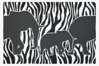 Elephants To Zebra Stripes Black & White Cotton Linen - Herd #9761746