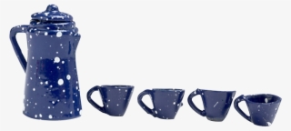 This 1 Inch Scale Blue Spatter Dollhouse Coffee Set - Blue And White Porcelain #9762447