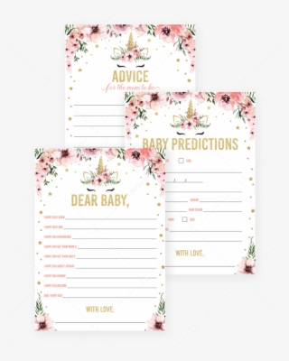 Pink And Gold Unicorn Baby Shower Bundle By Littlesizzle - Baby Prediction Game Printable #9767641