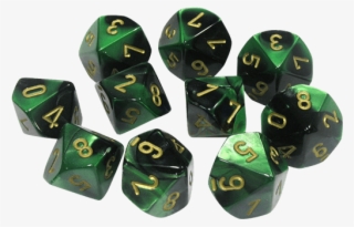 Gemini Polyhedral Black Green Gold X10 - Dice Game #9769483