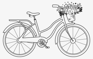 Free Digital Stamp Vintage Bike With Floral Basket - Line Art #9772984