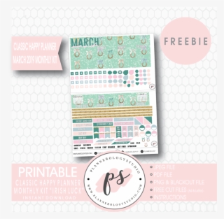Irish Luck Classic Happy Planner March 2019 Monthl - Happy Planner New Years Eve Printables 2019 #9780034