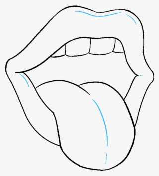 How To Draw Mouth And Tongue - Mouth With Tongue Out Drawing #9782132