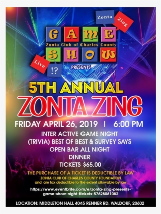 Zonta Zing Presents Game Show Night - Flyer #9783207