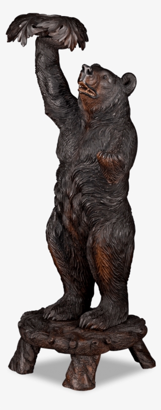 Antique Furntiture, Black Forest Carving, Bear Plant - Statue #9785131