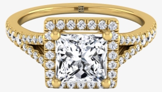 Princess Cut Diamond Halo Engagement Ring With Scroll - Diamond #9785551