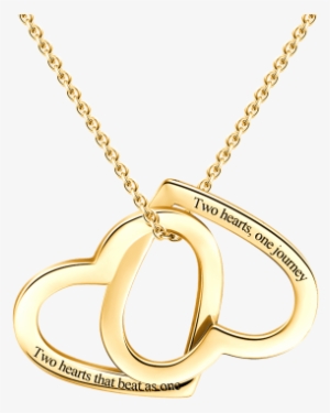 14k Gold Plated Engraved Two Heart Necklace #981719