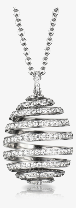 Diamond And White Gold Egg Pendant - Faberge Egg Pendants #981804