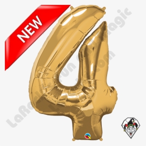 Alternative Views - - Number 4 Gold Super Shape Number Foil Balloon #982682