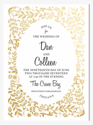 Wedding Invitations With Gold Foil And Leaf Pattern - Wedding Invitation #983704