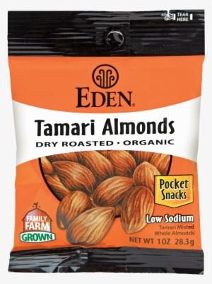 Healthy Office Snacks, Eden Tamari Almonds - Eden Almonds, Tamari, Organic - 1 Oz #983871