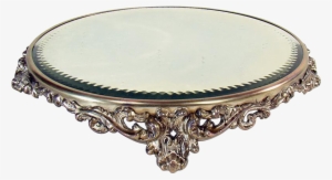 Silver Plated Plateau Mirror With Cut And Beveled Border - Magnify #984333