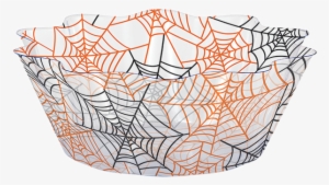Clear Bowl With Spider Web Print For Halloween Party - Creative Converting Spiderwebs 8" Fluted Bowl/case #987793