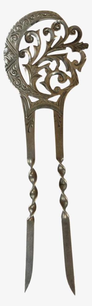 Ornate Sterling Silver Victorian Openwork Crescent - Comb #989316